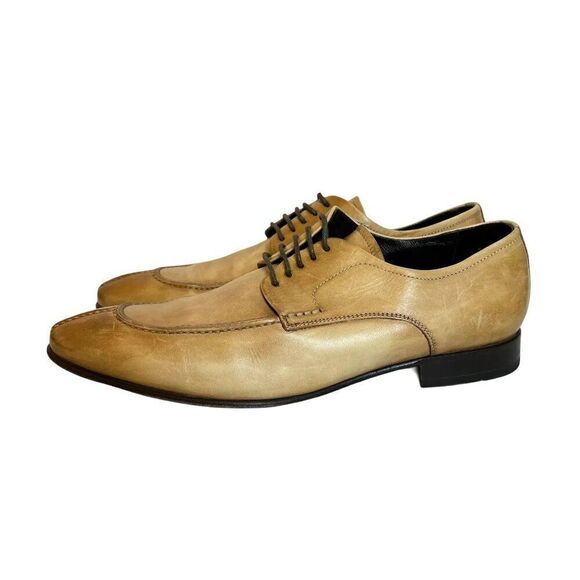 Giulio Moretti Tan Distressed Leather Oxford Shoes - Picture 4 of 9